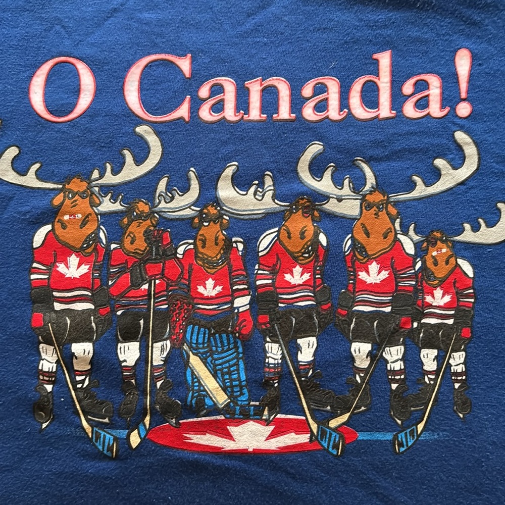 👛 (ANY 2/$20) (JULY 1st)  O CANADA Short Sleeve Tee w. Patriot Moose Hockey Team